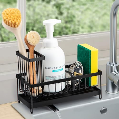 Spülbecken Organizer Küchen,Sink Caddy Kitchen Organizer,Schwammhalter,Spülorganizer Edelstahl,Spülmittel Halterung,Küchenorganisation Spüle,Spülutensilien Aufbewahrung,Waschbecken Abwasch Organizer