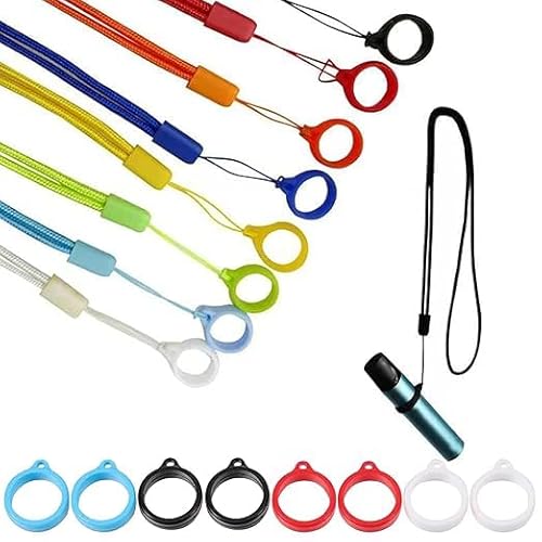 Schlüsselband Lanyard, 8 Halsketten Lanyard mit 16 Stück Vape Band Ring Anti Lost Ringhalter aus Silikon, 16 mm/13 mm