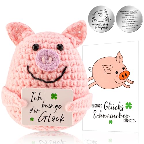 Lvefyti Positive Geschenke Schwein,Pocket Hug Positive Schwein,Strickwolle Schwein Puppe und Kleine Umarmung Glücksbringer,Positive Kartoffel-Ersatz,Glücksbringer Prüfung Geschenk