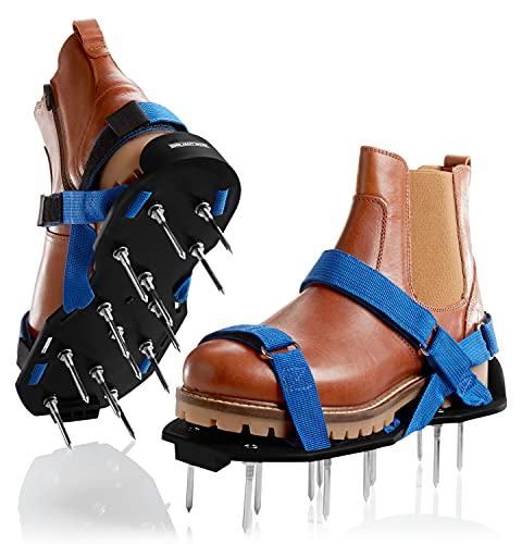 Briliantwerk®️ Nagelschuhe mit Klettverschluss - Zum Rasen belüften oder als Estrichschuhe - Rasenlüfter Schuhe als Perfekter aerifizierer - inkl. Zwei Nagellängen - Der ideale Rasenbelüfter