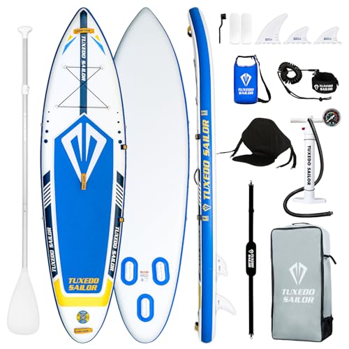 Tuxedo Sailor Stand Up Paddle Aufblasbare Paddle Boards Aufblasbares SUP Aufblasbares Stand Up Paddle Board mit Paddleboard-Zubehör zum Angeln, Yoga, Touren und Surfen