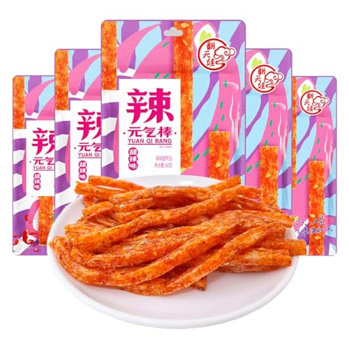 Mkostlich Würzig Gewürzte Snacks, 5 Packungen Latiao Süß und würzig, Chinesische Würzige Snacks, Klassische Hot Strips fürs Büro, Lässiger Snack (5)