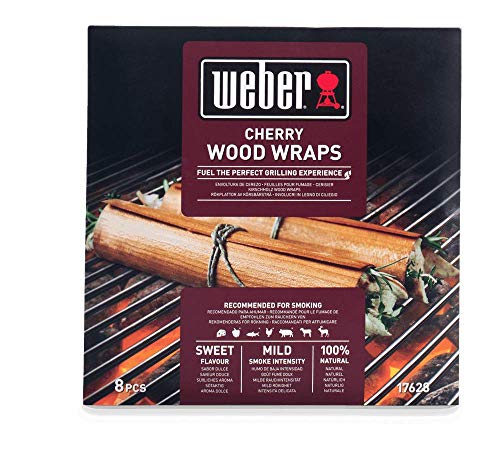 Weber Kirschholz Wood Wraps (8 Stück) - dünne, feine Wraps aus Kirschholz, zum Einwickeln von Grillgut, feine Raucharomen, 100% natürliches Holz (17628)