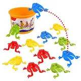 TOYANDONA 12Pcs Springen Leap Frösche Spielzeug Frösche mit Eimer Springen Spielzeug Springen Frösche Geburtstag Party Favors Ostern Goody Bag Füllstoffe für Kinder (Gelegentliche Farbe)