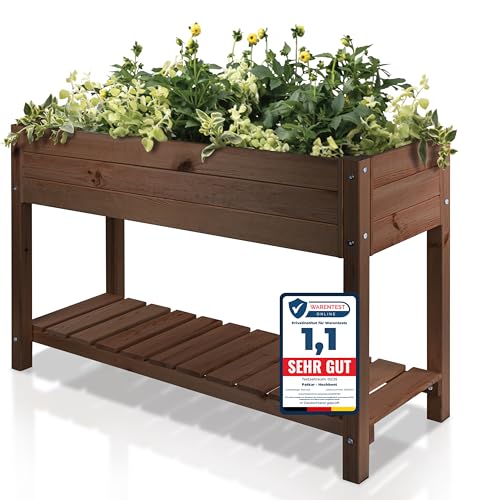 PATKAR® 117x40x78cm Hochbeet Holz [RÜCKENSCHONENDE HÖHE] - Premium hochbeet Balkon oder Garten (Made in Europe) - Pflanzkasten Hochbeete-Kit - Kräuterbeet Balkon Hochbeet - Hochbeete für Garten Holz