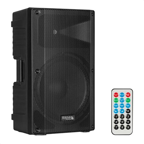 Ibiza - XTK15A-MKII - 15"/38cm Aktiver PA-Lautsprecher - 25mm Kompressionshochtöner - Bass Reflex System - USB, SD, Bluetooth - TWS - Griffe und Räder Schwarz - Party, Events, Club