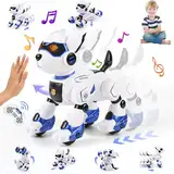 GuKKK Roboter Hund Kinder Ferngesteuerter Spielzeug, Fernsteuerung Haustier Roboterhund, Programmierbarer Roboterhund Spielzeug, Gestensteuerung Interaktive Berührung Tanzmusik Nachahmung RC (Blau 2)