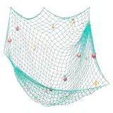 Capaneus 100x200cm Wassergrün Fischernetz mit Muscheln,Netz mit Muscheln zum Aufhängen Fischnetz Deko,Maritime Deko,Netze Hintergrund Wand Deko für Karneval,Hochzeit,Party,Fotografie,Bühne