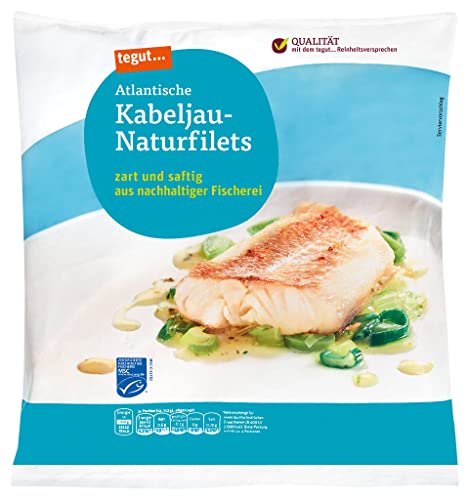 tegut... Atlantische Kabeljau-Naturfilets, 1 x 450g (Tiefgefroren)