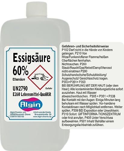 Algin Essigsäure 60% - 1 Liter Lebensmittelqualität