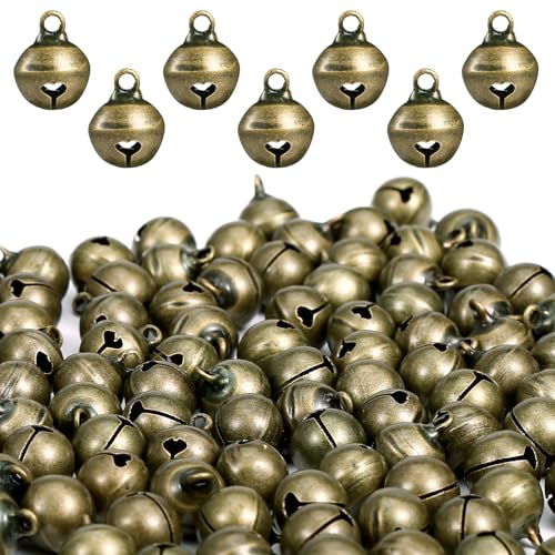 Naler 120 Stück Glöckchen zum Basteln Vintage Glöckchen Bronze Schellen Glocken für Schmuck Basteln Geschenkverpackung Weihnacht Fest Dekoration, 12 mm