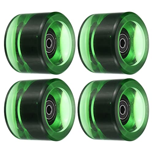 PATIKIL 4Pack 70mm 78A Langboard Räder mit Schwarz ABEC-9 Lager Weich Cruiser Räder Straße Räder für Skateboards Skateboard Rad PU Klar Grün