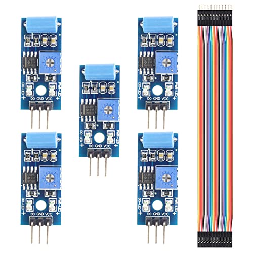 Youmile 5 Stück Vibrationssensor-Modul SW-420 Bewegungsalarm-Schalter-Detektor Elektronisches DIY-Kit für Arduino mit Dupont-Kabel