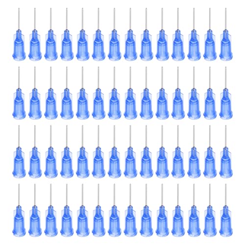 QUARKZMAN Industrielle stumpfe Spitzenkanüle 22G 1/2 Zoll Länge mit Luer Lock Schraubanschluss, Dosierkanüle für Flüssigklebepistole, 100 Stück (Blau)