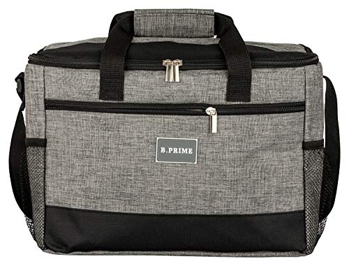 B.PRIME 20L Kühltasche CLASSIC GRAU I 36x26x22cm I Isoliertasche I Lunch-Tasche I Kühlbox I Picknick-Tasche I Eistasche I Campingtasche I Picknick I Outdoor I Reisen I Einkauf I Auto