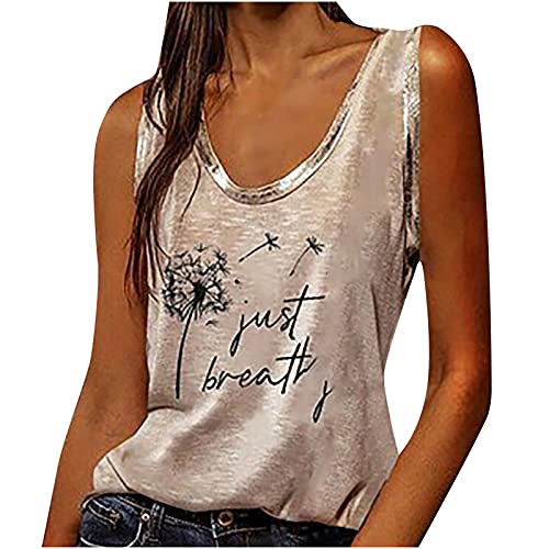 Komiseup ärmelloses Sommer Tops Damen Trendige Totenkopf Strass Muster Oberteile Modisch Pailletten Glitzer Tank Top Locker Shirt Bluse Tunika Top