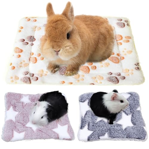 TYXHXTF 3 Stück Kleintier Plüschbett, Warme Flauschige Plüschbett für Kleine Tiere, Meerschweinchen Zubehoer, Nagerteppich, für Kaninchen, Chinchilla, Eichhörnchen, Meerschweinchen