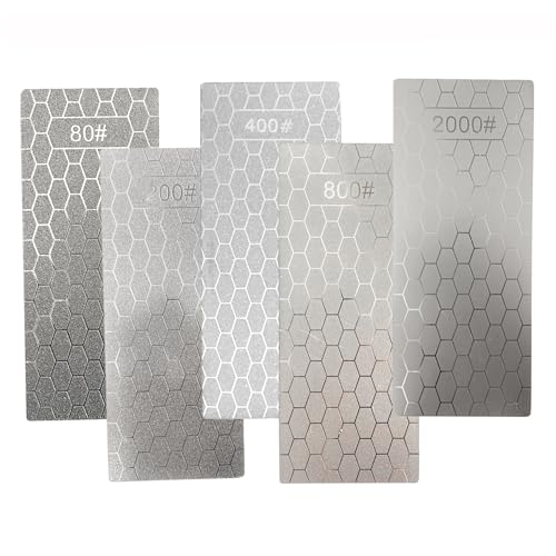 5 Stück Diamant-Messerschärfer, 80/200/400/800/2000 Körnung Schleifsteine für Küchenmesser, Scheren und Outdoor-Aktivitäten
