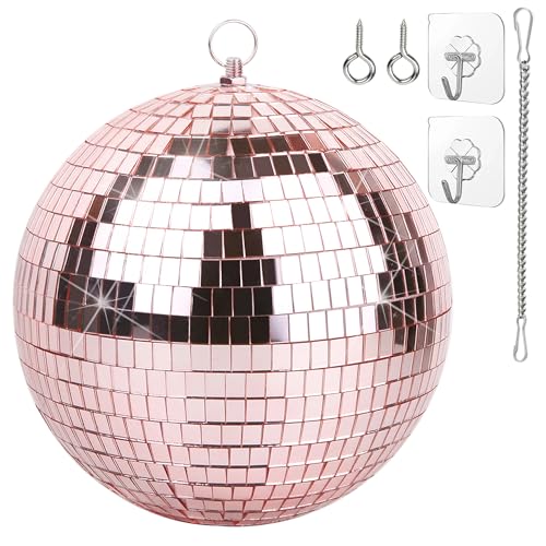 Spiegel-Discokugel 20cm Spiegelkugeln Disco Kugel für Party DJ Club, Blassrosa
