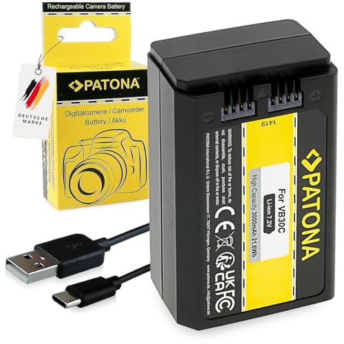 PATONA Akku VB30 Kompatibel mit Godox V1 Pro, V1, V850III, V860III Rundkopf Kamerablitz | USB-C Input, 7,2V 3000mAh Li-Ion | Überladungs- & Kurzschlussschutz, hochwertige Markenzellen