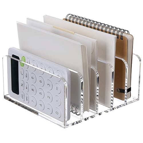 SANRUI Acryl Briefkasten Briefständer, Klar Briefsortierer Briefträger,5 vertikalen aufrechten Büro Schreibtisch Brief-Organizer für Briefe, Postkarten, Broschüren, Posthalter