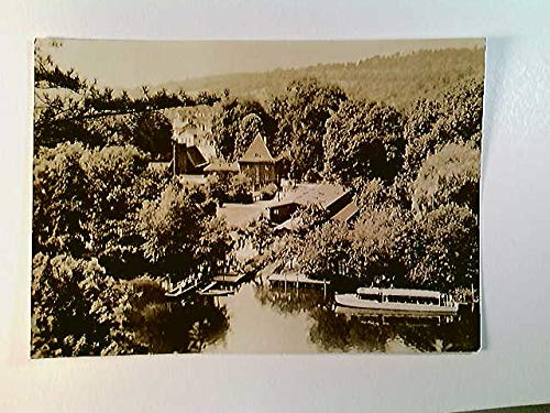 Bad Kösen, Bootsanlegestelle, von oben gesehen, Ansichtskarte, gelaufen 1975