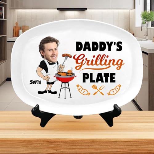 Personalisierte Grillplatte für Väter – Familien-Platte, Vatertags-Geburtstagsgeschenke für Vater, Opa, Ehemann, Väter, Geschenke von Tochter, Sohn, Kinder, Männer Geburtstagsgeschenke