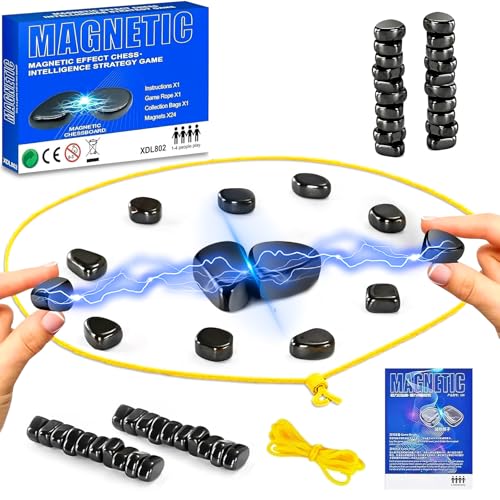 Magnetisches Schachspiel, Magnetisches Schachspiel mit Steinen, Magnetisches Schachspiel mit Steinen, Magnetspiel mit Schnur, Magnetschachspiel, Puzzle-Strategiespiele, Reisespiele, Brettspiele