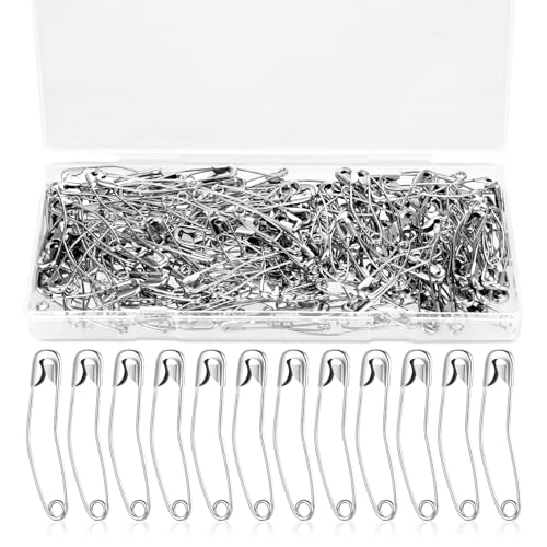 Sicherheitsnadeln,200 Stück Gebogene Sicherheitsnadeln 38mm GroBe Sicherheitsnadeln Rechtwinklig Gebogene Safty Pins mit Aufbewahrungsbox fur Handwerk Nähen Kleidungsstuck Reparatur DIY Designs