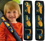 HECKBO 2x Kinder Auto Gurtpolster Gurtschutz mit Baufahrzeuge Motiv - Jungen Sicherheitsgurt Polster für Kinder und Babys- Ideal für jeden Gurt Autositzerhöhungen Kinder Fahrradanhänger Fahrrad