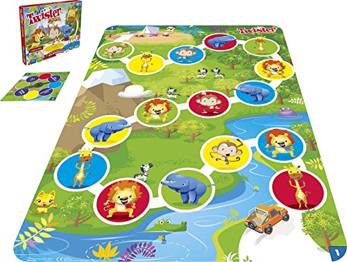 Hasbro Twister Junior Spiel, Tierisches Vergnügen, doppelseitige Matte, 2 Spiele in einem, Partyspiel für Kinder ab 3 Jahren, – 4 Spieler, 27752508