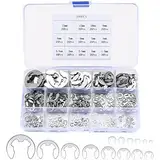 XxinXrong390 Stück E-Clips Sicherungsringe Set, Edelstahl Sicherheitsringe, Sprengringe, 14 Größen Sicherungsringe Sortiment Kit für Befestigen von Lagern - 1,5/2/2,5/3/3,5/4/5/6/7/8/9/10 /12/15mm