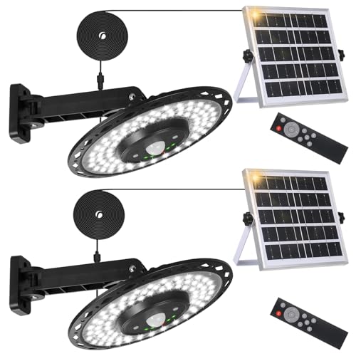 Lixada Solarlampen für Außen, 2 Stück Solar Hängelampe 180LED 4400mAh Battery mit 5M Kabel,IP65 Wasserdicht,Bewegungsmelder,5 Modi,für Innen Außen Garten Camping Hühnerstall Gewächshaus