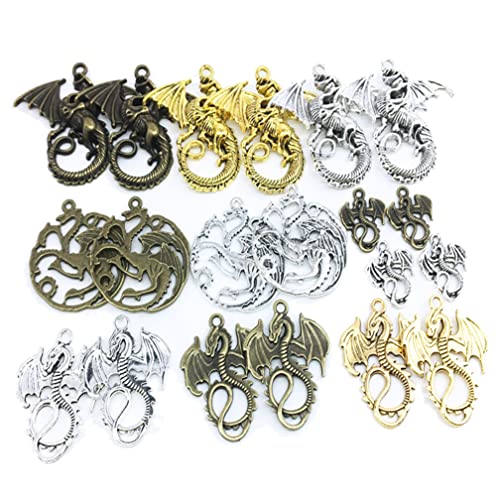 Guoguonb 20 Stücke Retro Schmuck Antik Steampunk Drachen Metall Anhänger Drache Charm Anhänger für Schmuck Basteln Armband Halskette(Mix)