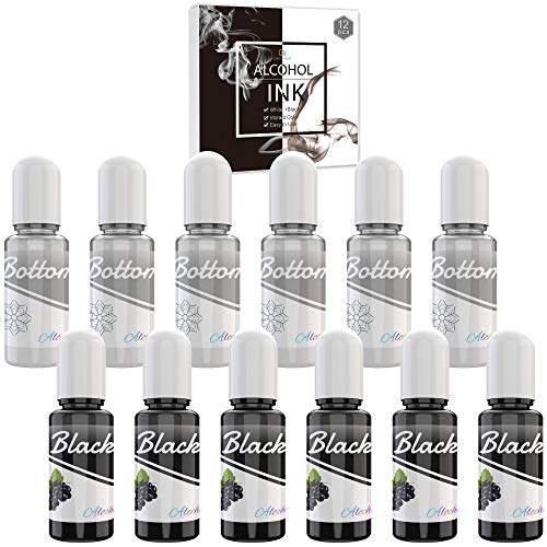 Weiß & Schwarz Alkohol Tinte Set - 120ml Weiße und Schwarze Farbe Alcohol Ink für die Harz Petrischalen Herstellung, Epoxidharz Malerei, Yupo - Alkoholfarbe für Epoxy Resin, Harz Kunst, Malen - 4oz