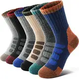 Anlisim Kinder Kinder Merino Wandersocken Jungen Mädchen Wolle Socken Warme Sportsocken Dicke Thermosocken Trekking Wintersocken Socken Kinder Weihnachtssocken Geschenke 6 Paare(Überprüfen,4-7 Jahre)