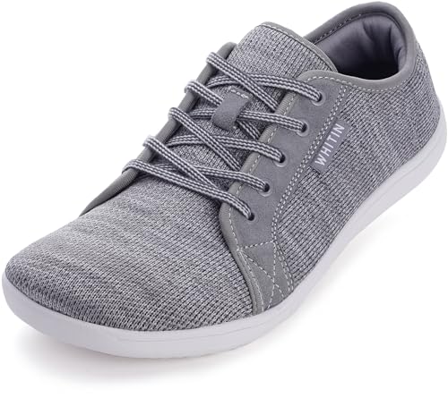 WHITIN Herren Damen Knit Barfußschuhe Barfussschuhe Barfuss Schuhe Barfuß Sneaker Barefoot Shoes Minimalschuhe Weit Zehen Sport Freizeit Sommer Tief Grau 42 EU