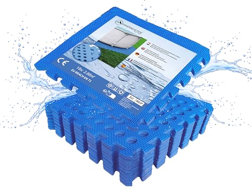 Meisterhome ® Pool Unterlegmatte Poolmatte 18 Stück – 2.88 m² - Bodenschutz Matte für den Pool/Planschbecken - Bodenfolie Bodenmatte Poolunterlage Bodenschutz blau