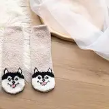 XTBFOOJ Kompressionssocken Stockings Middle Socks Tude Print Puppy Home Adult Animal Socken Sneaker Socken Neon (D-Beige, One Size) WeißE RüSchen Socken