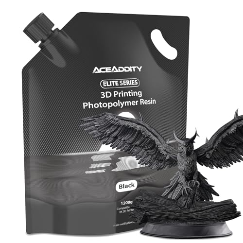 Aceaddity Elite Series 3D-Druckerharz, 405nm Photopolymerharz LCD/DLP UV-härtende Hochpräzise 3D-Druckflüssigkeit Kompatibel mit 8K 3D-Drucker (Schwarz, 1200g)