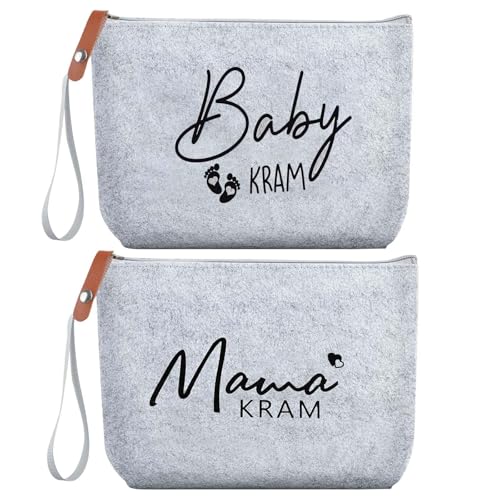 2 Stück Kosmetiktasche Aus Filz Mit Reißverschluss, Filz Kosmetiktasche Schwangerschaft Geschenk Mommy Bag Handtasche, für Werdende Mutter für Mama Schwangerschaft Geschenk für Neue Mama Babyparty