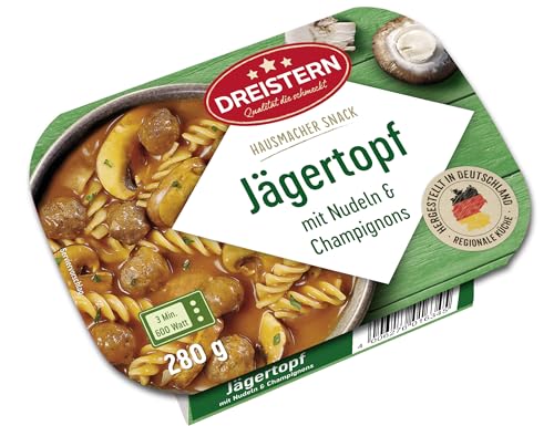 DREISTERN Jägertopf mit Nudeln & Champignons 280g | Hausmacher Snack | Schnell und Einfach zubereitet