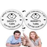 HSYTEK Geschenke Zur Geburt,Entscheidungsmünze für Neue Eltern,Taufgeschenk Junge und Mädchen,Lustige Baby Geschenk, Werdender Papa Mütter Geschenk Schwangerschaft Geschenk Weihnachten Thanksgiving