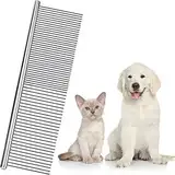 Boao Edelstahl Haustier Kamm - Abgerundete Zähne - Für Große, Mittlere und Kleine Hunde und Katzen - Verhedderte Kurze/Lange Haare - 19 x 5 cm