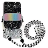 Tivenfezk Nadoli für Samsung Galaxy A15 5G Glitzer Handykette Hülle,Silikon Bling Durchsichtig Crossbody Tasche zum Umhängen Schutzhülle mit Telefon Clip Halter Band