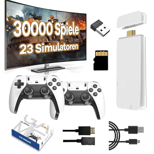 XIXIMENG M15 Retro Konsole Game Stick 30000+ Spielen 23 Emulator,4K HD Retro-Spielkonsole mit Zwei kabellose Controller,Plug and Play Wireless Videospielkonsole für TV,Geschenk für Erwachsene