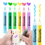 ALLAVA 6 Stück Kerzenstifte, Kerzen Bemalen Set 10ml Wachsstifte für Kerzen, Taufkerze Selber Machen Set, Candle Pen Kerzenfarbe Kerzenpen, Ideal zum Kerzen Dekorieren & Gestalten (Kristallkleber)