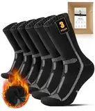 YESWEL 3 Paar Leichte Wandersocken Herren Damen 43-46, Abriebfeste Thermosocken mit Polsterung, Outdoor Sportsocken für Trekking Radfahren Laufen(Schwarz)