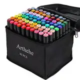 ARTHEHE 80 Farben Marker Set Alkohol Marker Set für Erwachsene Marker Stifte Set für Manga/Design/Schule mit Lagerbasis