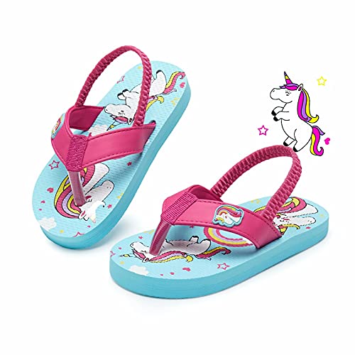 Kinghealth Zehentrenner Kinder Flip Flop Mädchen Jungen Sandalen mit Riemchen für Sommer und Strand Einhorn GR 24/25